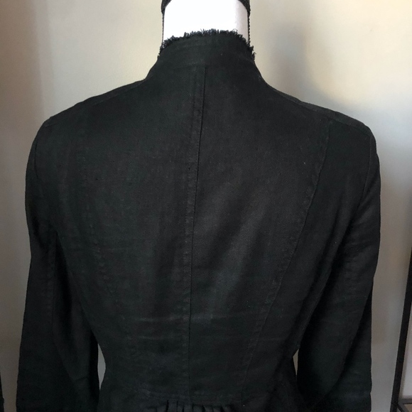 *MICHAEL KORS* Black Linen Button Front Blazer Size 2 - Picture 4 of 5